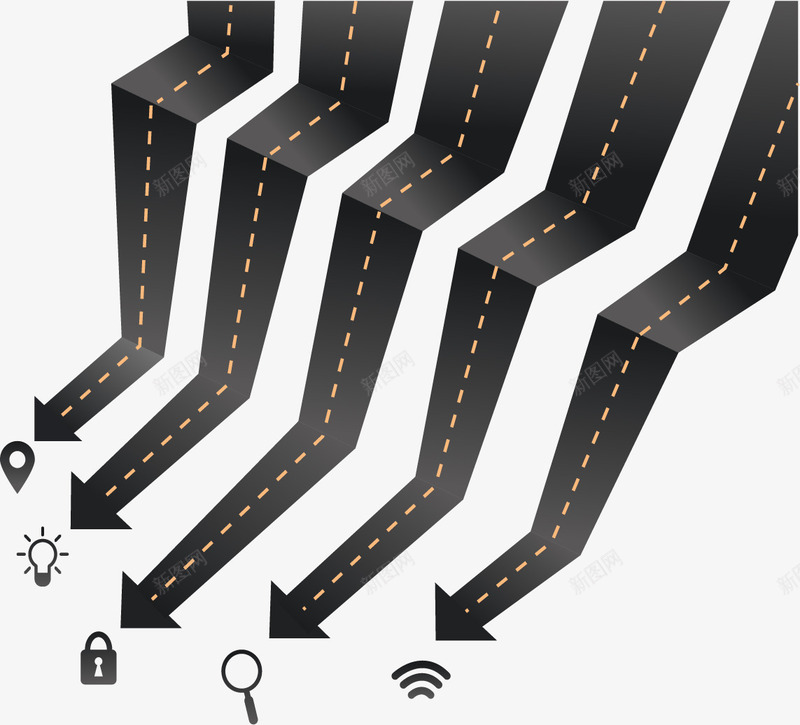 折纸公路箭头分类标签png免抠素材_新图网 https://ixintu.com 公路箭头 分类标签 折纸效果 矢量素材 箭头