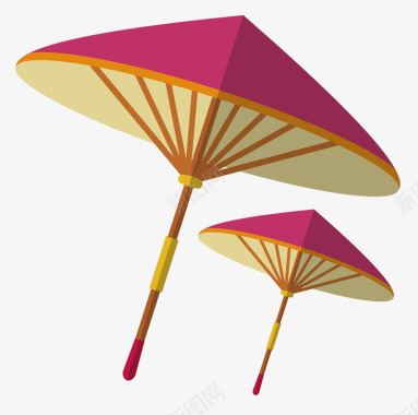 传统雨伞玫瑰红雨伞图标图标