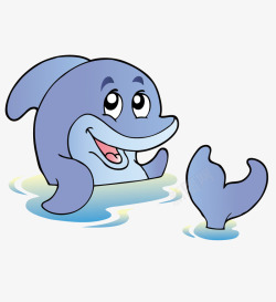 卡通戏水的海豚素材