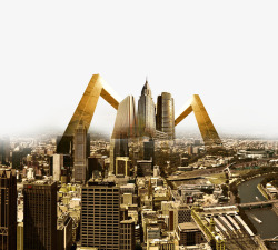 繁华商业区城市建筑金子塔高清图片