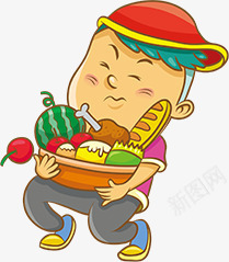 图标卡通搬水果造型人物png_新图网 https://ixintu.com 人物 卡通 图标 抱着水果 水果 造型