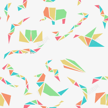 创意几何png免抠素材_新图网 https://ixintu.com 三角形 动物 小清新 折纸 绿色 黄色