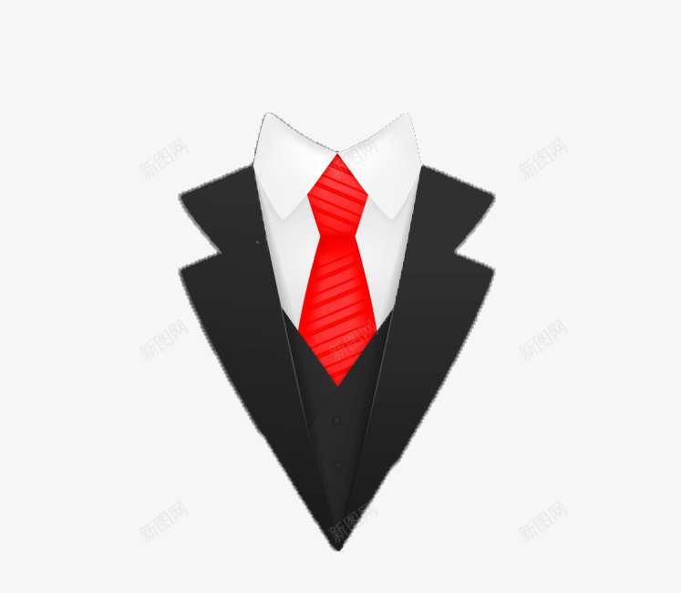红色领带西装扁平psd免抠素材_新图网 https://ixintu.com 素材 红色 西装 领带