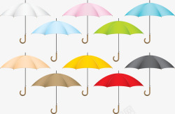 多彩雨伞矢量图素材