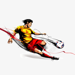 小清新足球生动的运动员踢球高清图片