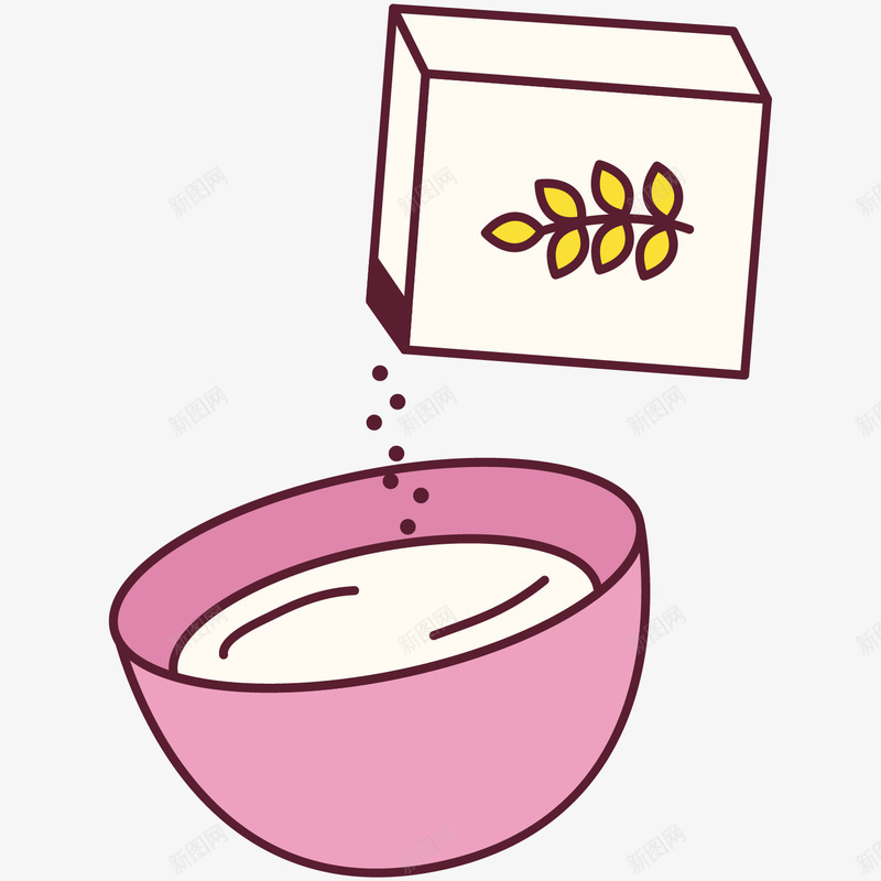 卡通粉色碗与面粉png免抠素材_新图网 https://ixintu.com 制作流程 卡通 甜品 碗 粉色 美食制作 面粉