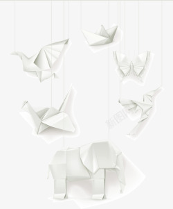 6款白色折纸动物素材