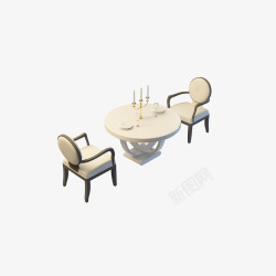 米色圆形咖啡桌椅素材