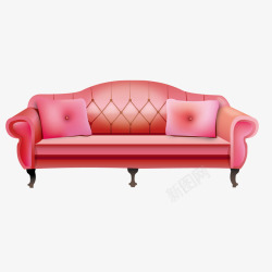 精美粉色皮沙发矢量图素材