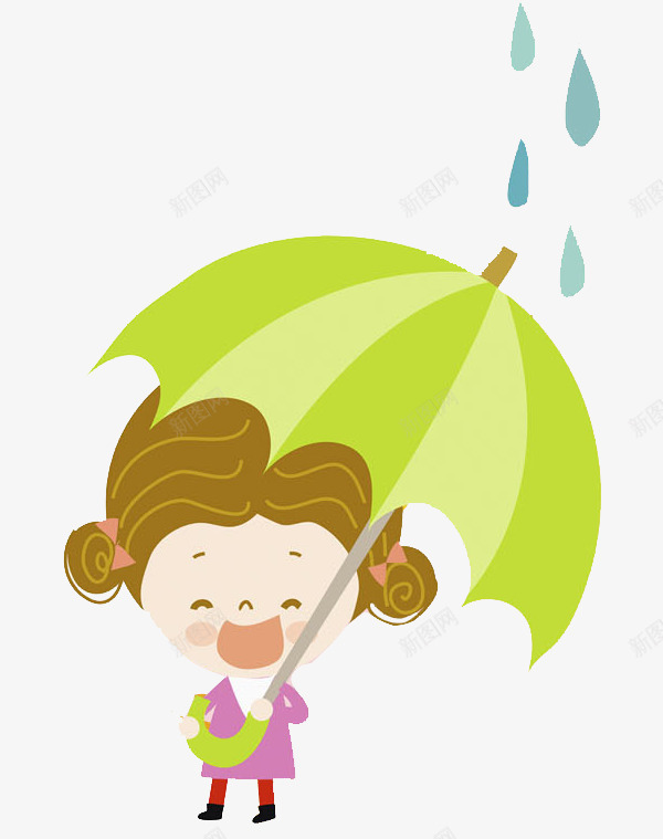 卡通手绘打伞的小女孩png免抠素材_新图网 https://ixintu.com 创意 卡通手绘 打伞的小女孩 谷雨 雨伞 雨水