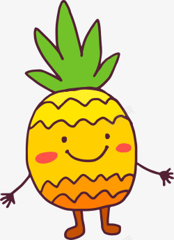 微笑凤梨黄色扁平微笑菠萝高清图片