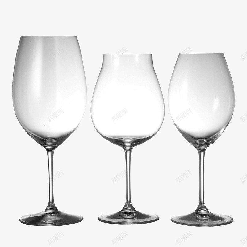 三个好看的红酒杯png免抠素材_新图网 https://ixintu.com 玻璃材质 玻璃酒杯 红酒杯 透明红酒杯 高脚杯