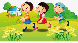 春游玩耍儿童踏青玩耍插画高清图片