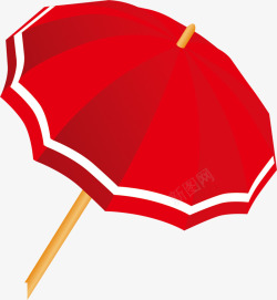红色卡通手绘雨伞素材