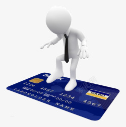 站在鼠标上的人站在银行卡上的人高清图片