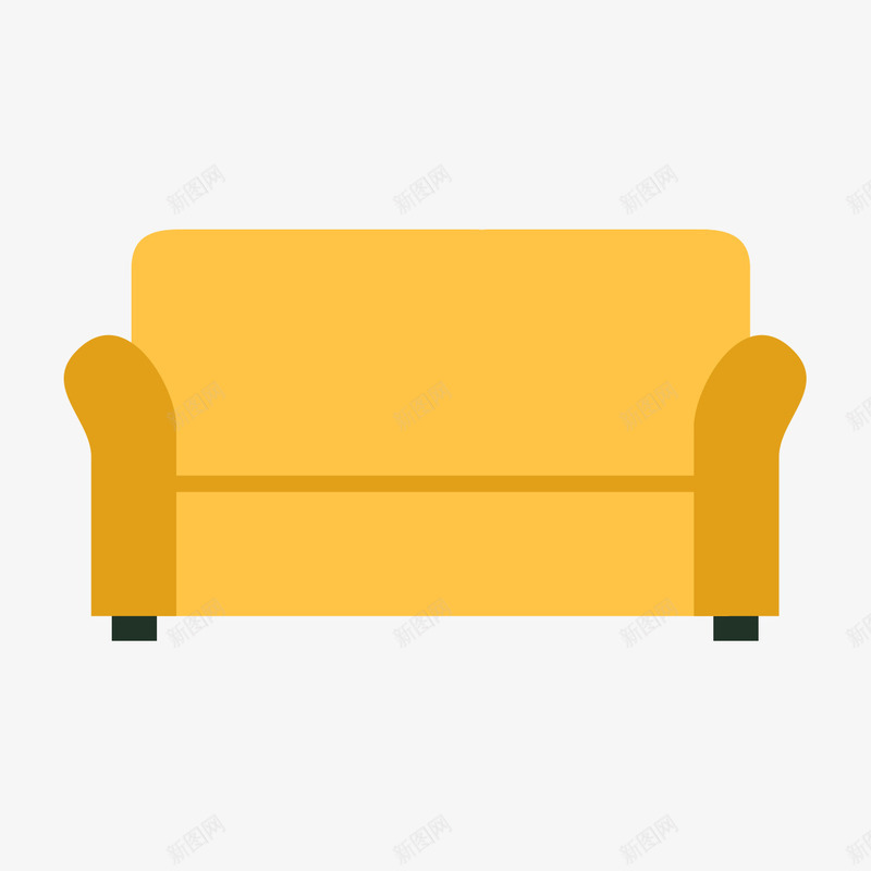 卡通沙发png免抠素材_新图网 https://ixintu.com 卡通家具 卡通沙发 客厅 手绘家具 手绘沙发 黄色沙发