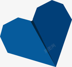 纸折蓝色心蓝色心矢量图高清图片
