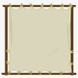 正方形木框帘子矢量图高清图片