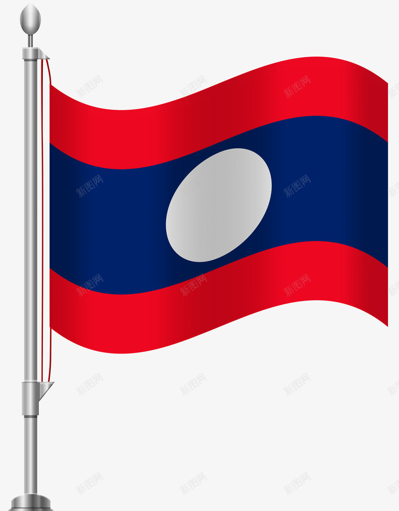 老挝国旗png免抠素材_新图网 https://ixintu.com 国旗 旗帜 白日 红色 老挝 蓝色