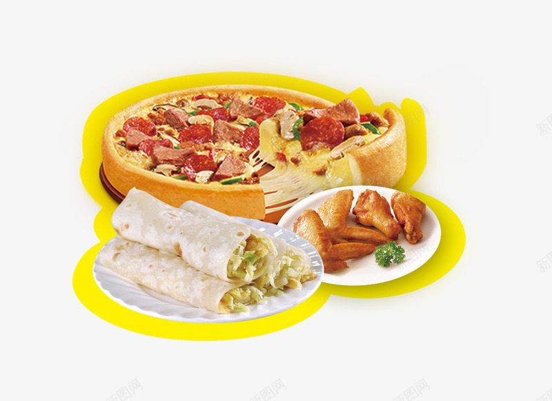 披萨鸡肉卷炸鸡png免抠素材_新图网 https://ixintu.com 披萨海报 西餐 餐饮海报设计 鸡肉卷
