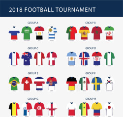 足球队服世界杯分组矢量图素材