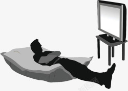 沙发上的男人躺着看电视高清图片