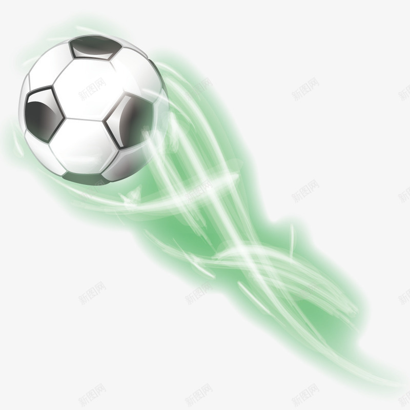发绿光的足球png免抠素材_新图网 https://ixintu.com 发光的足球 矢量足球 绿光 绿色光效 足球