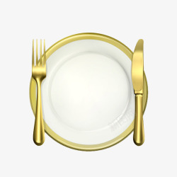 餐刀餐叉金色餐盘与刀叉高清图片