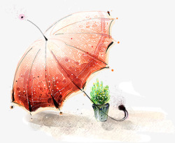 唯美雨伞卡通装饰创意素材