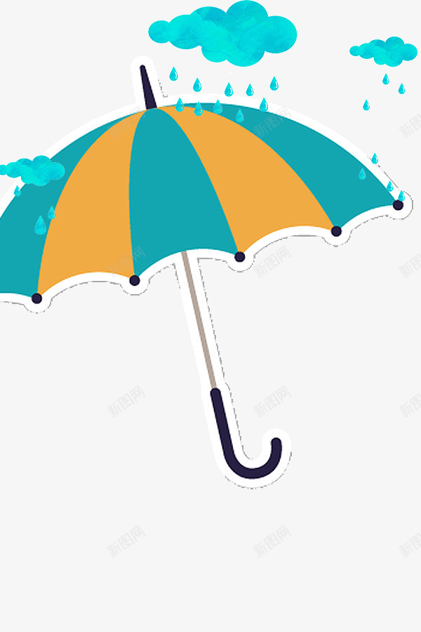 雨中的雨伞png免抠素材_新图网 https://ixintu.com 乌云 伞 雨滴 雨点