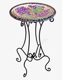 花纹铁架紫色桌子高清图片