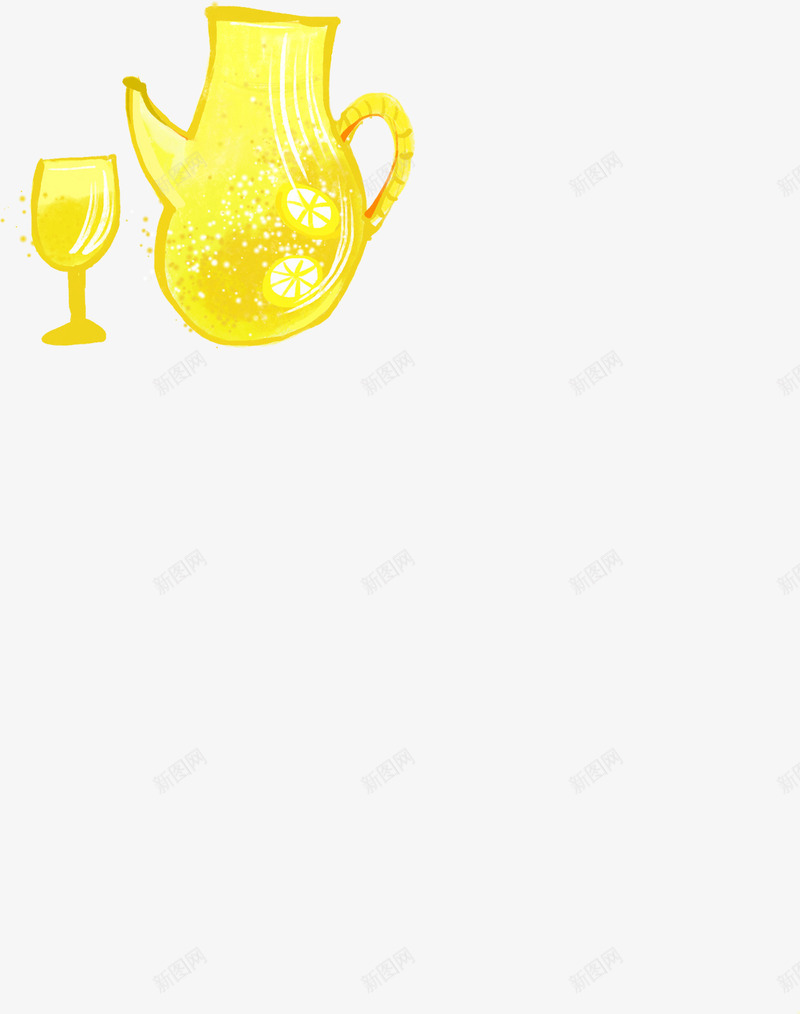 卡通黄色酒壶杯子造型png免抠素材_新图网 https://ixintu.com 卡通 杯子 造型 酒壶 黄色
