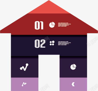 小房子创意图表图标图标