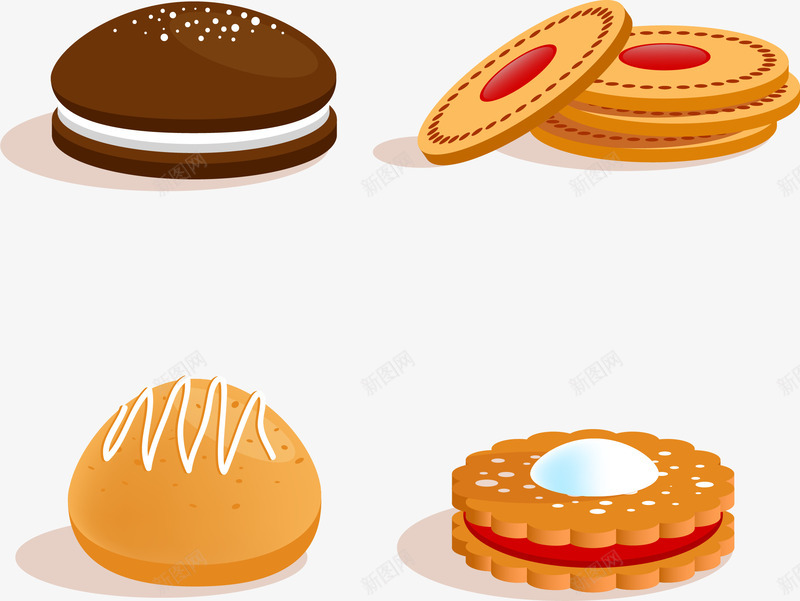 手绘甜点矢量图ai免抠素材_新图网 https://ixintu.com 手绘 甜点 美食 饼干 矢量图