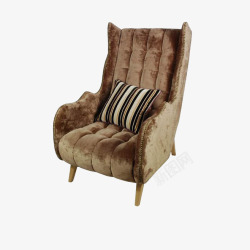 褐色家具单人沙发和抱枕矢量图高清图片
