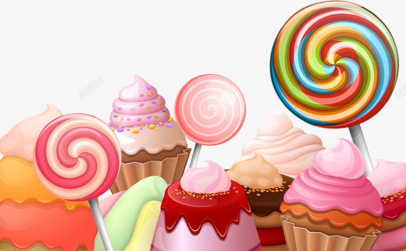 棒棒糖甜食png免抠素材_新图网 https://ixintu.com 冰淇淋 手绘 棒棒糖 甜点