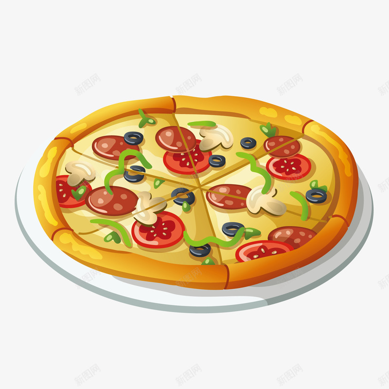 外国美食png免抠素材_新图网 https://ixintu.com 各国美食 快餐 披萨 插画 西餐