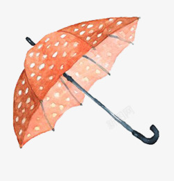 雨具插图水彩手绘红色波点长柄伞插图高清图片