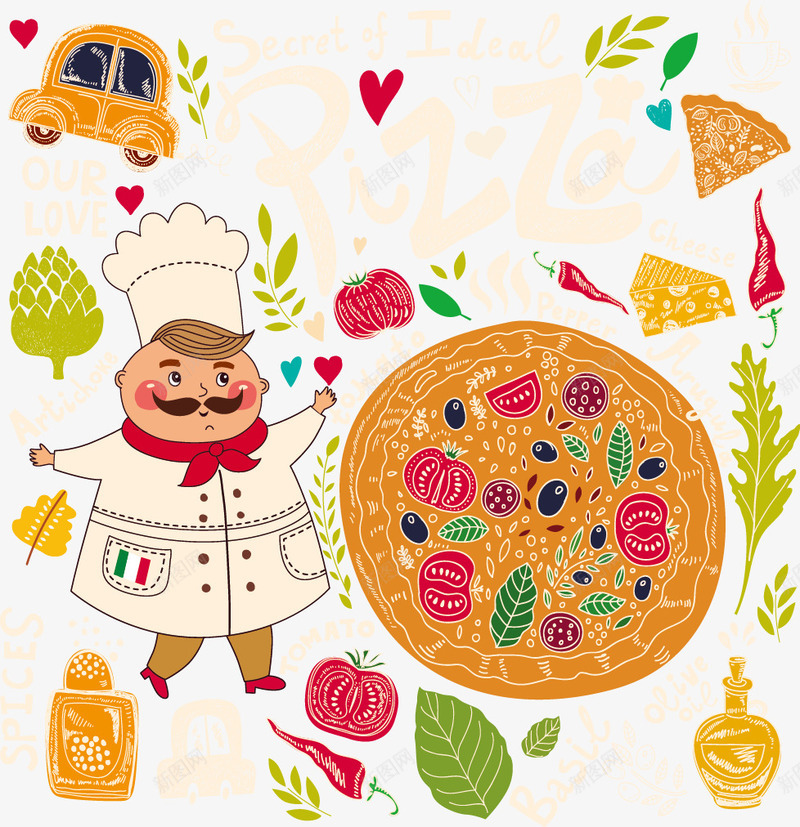 大厨和披萨png免抠素材_新图网 https://ixintu.com 厨师 意大利 披萨 美食 西餐