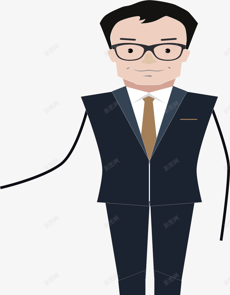 无臂男人png免抠素材_新图网 https://ixintu.com 手绘 男人 眼镜框 短发 职业装 西装 金色领带