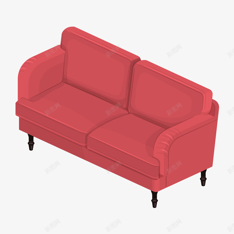 红色的沙发矢量图ai免抠素材_新图网 https://ixintu.com 家具 日常 沙发 红色 红色家具 红色沙发 黑色 矢量图