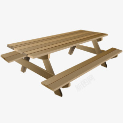 复古木制板凳与桌子素材
