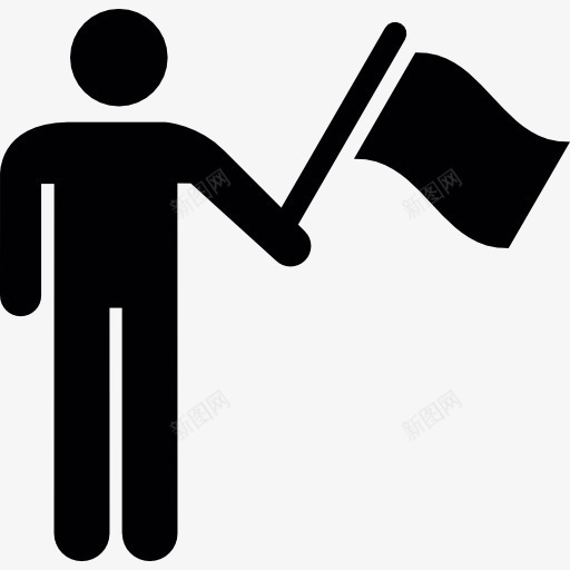 男子挥舞着国旗图标png_新图网 https://ixintu.com 人的轮廓 挥舞国旗的轮廓 运动 飘扬的旗帜