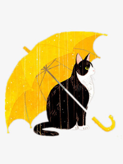 黄色雨伞漫画高清图片