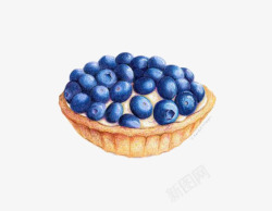 蛋挞插画蓝莓高清图片