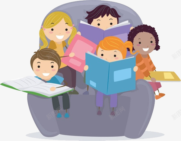 儿童聚集在沙发上看书png免抠素材_新图网 https://ixintu.com 儿童 免抠 卡通 看书