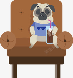坐沙发坐沙发喝可乐的狗矢量图高清图片