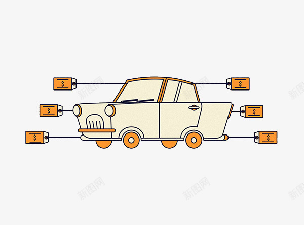 汽车png免抠素材_新图网 https://ixintu.com 价格标签 国外创意素材 矢量插图 车 黄色