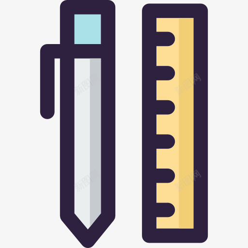 学校物质图标png_新图网 https://ixintu.com 学校材料 尺子 教育 测量 铅笔