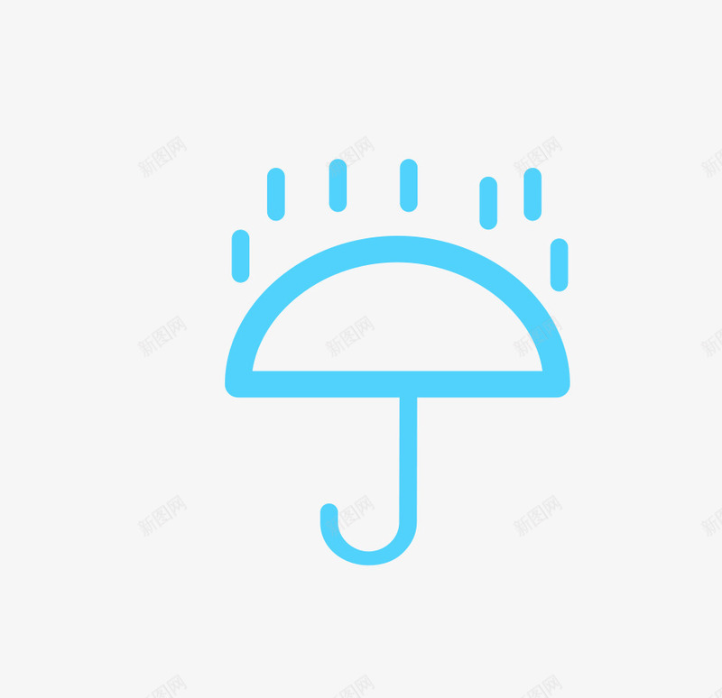 雨伞雨滴png免抠素材_新图网 https://ixintu.com 一把 卡通 手绘 简笔 线条 蓝色 雨伞 雨滴